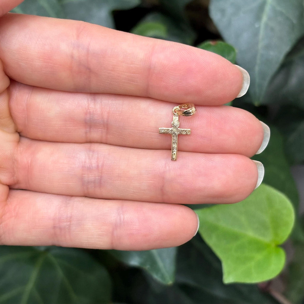 14k Gold Crucifix Cross Charm Pendant Mini