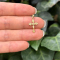 14k Gold Crucifix Cross Charm Pendant Fancy Tips