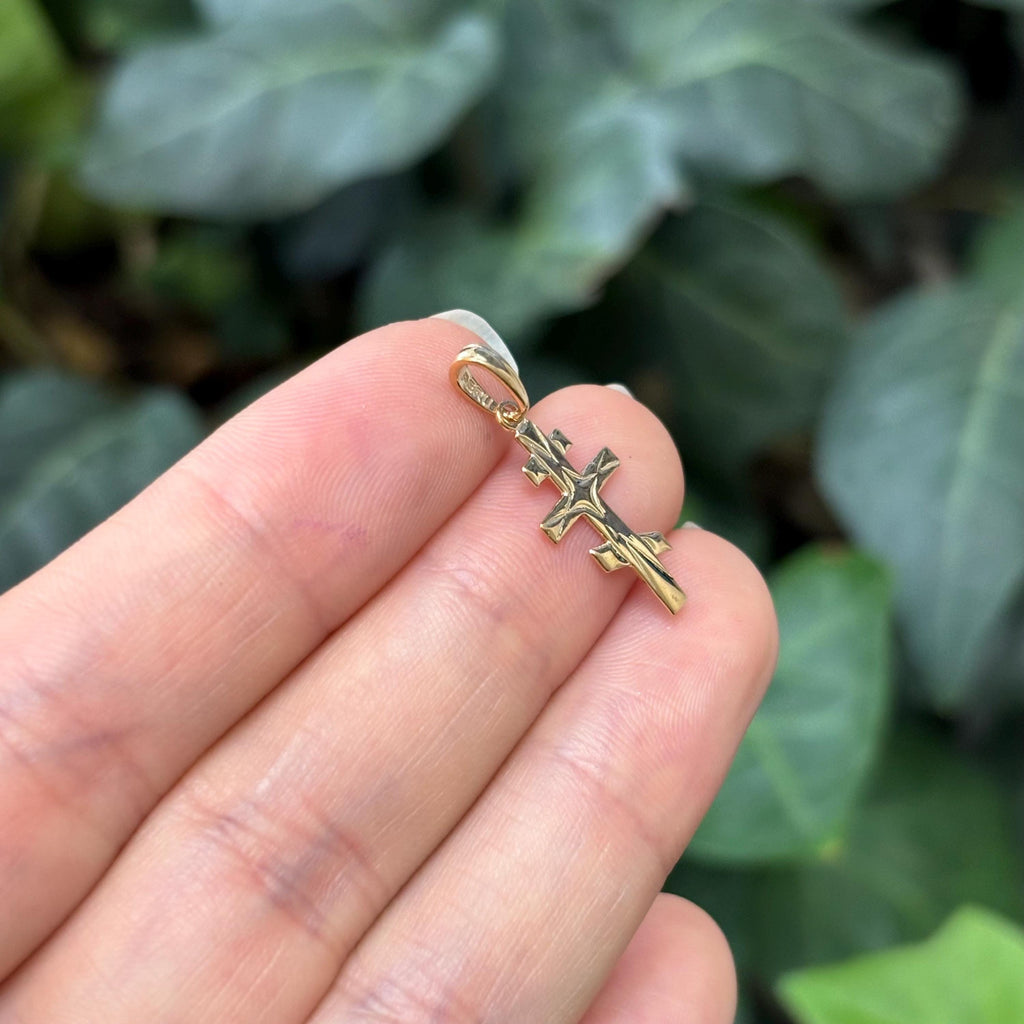 14k Gold Eastern Orthodox Cross Charm Pendant