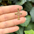 14k Gold Celtic Trinity Circle Cross Pendant