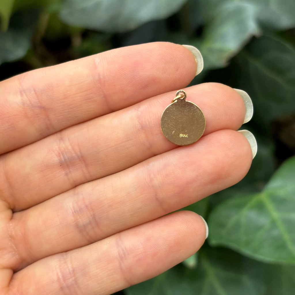14k Gold St Martin de Porres Satin Medal Pendant Hollow 12mm