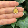 14k Gold St Patrick Satin Medal Pendant Hollow 15mm