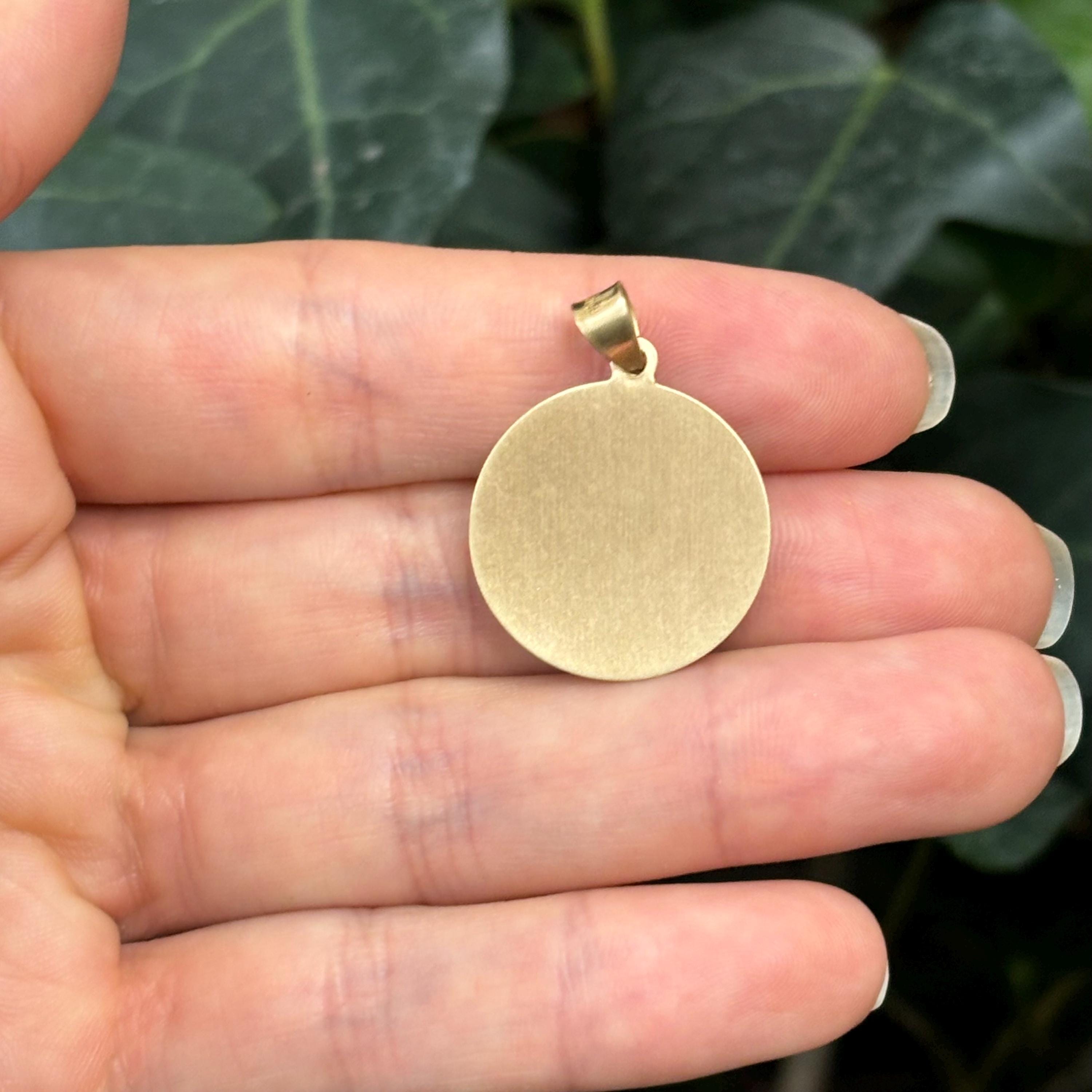 14k Gold St Michael Satin Medal Pendant Hollow 22mm