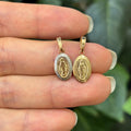 10K Yellow Gold Miraculous Medal Oval Medal Charm Pendant Small