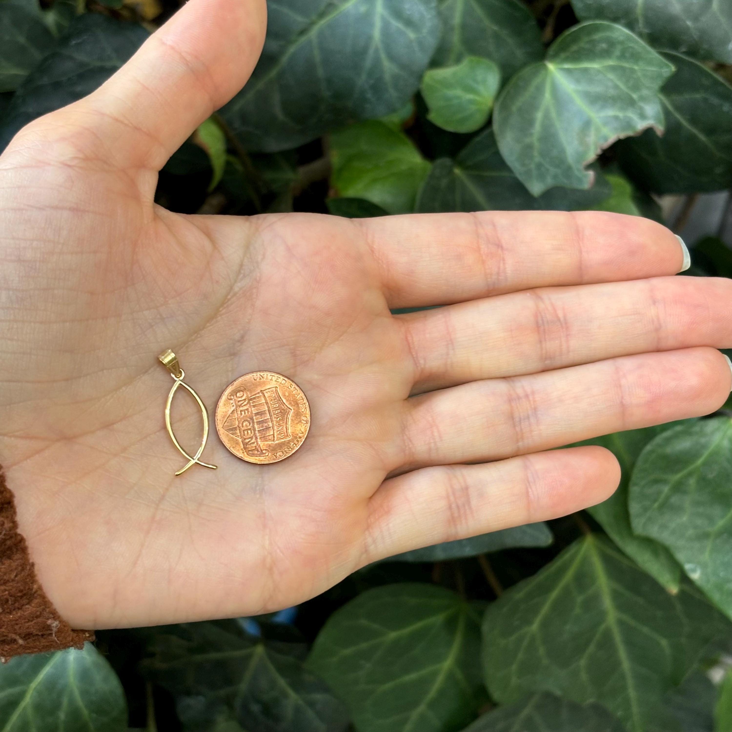 14K Gold Ichthus Fish Charm Pendant