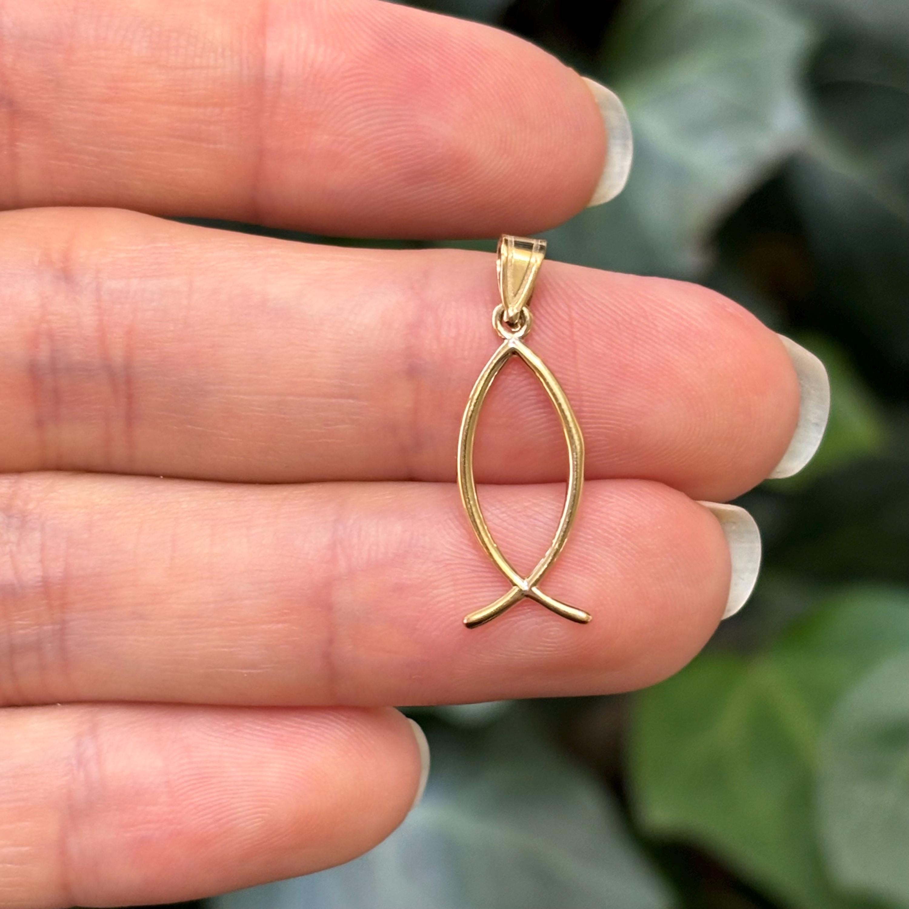 10K Gold Ichthus Fish Charm Pendant