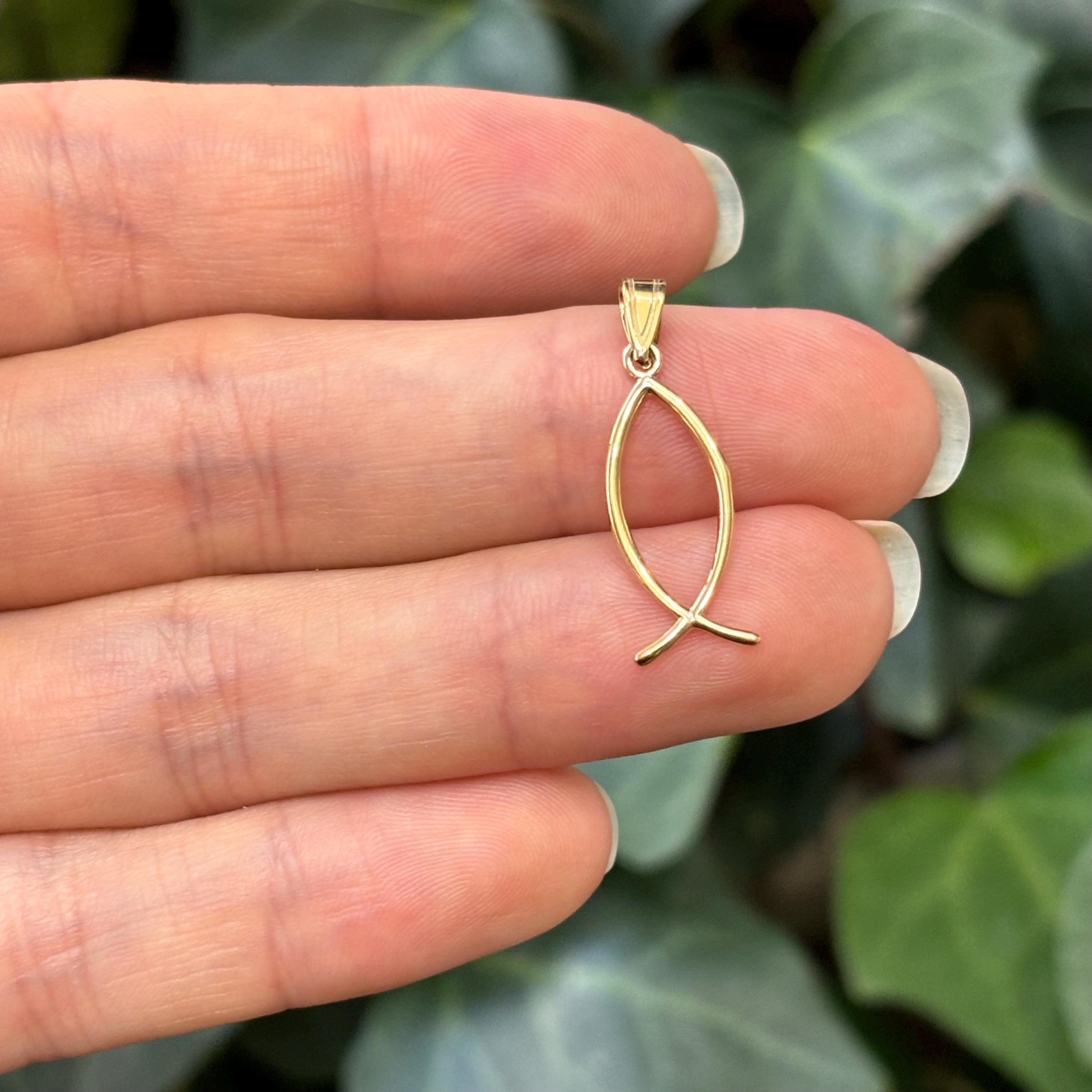 10K Gold Ichthus Fish Charm Pendant