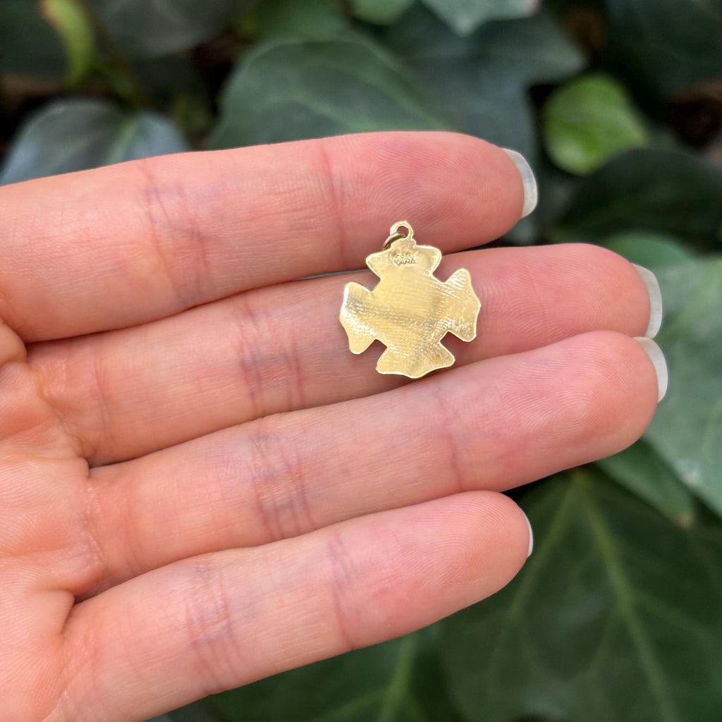 14k Yellow Gold St Florian Firefighter Badge Medal Pendant