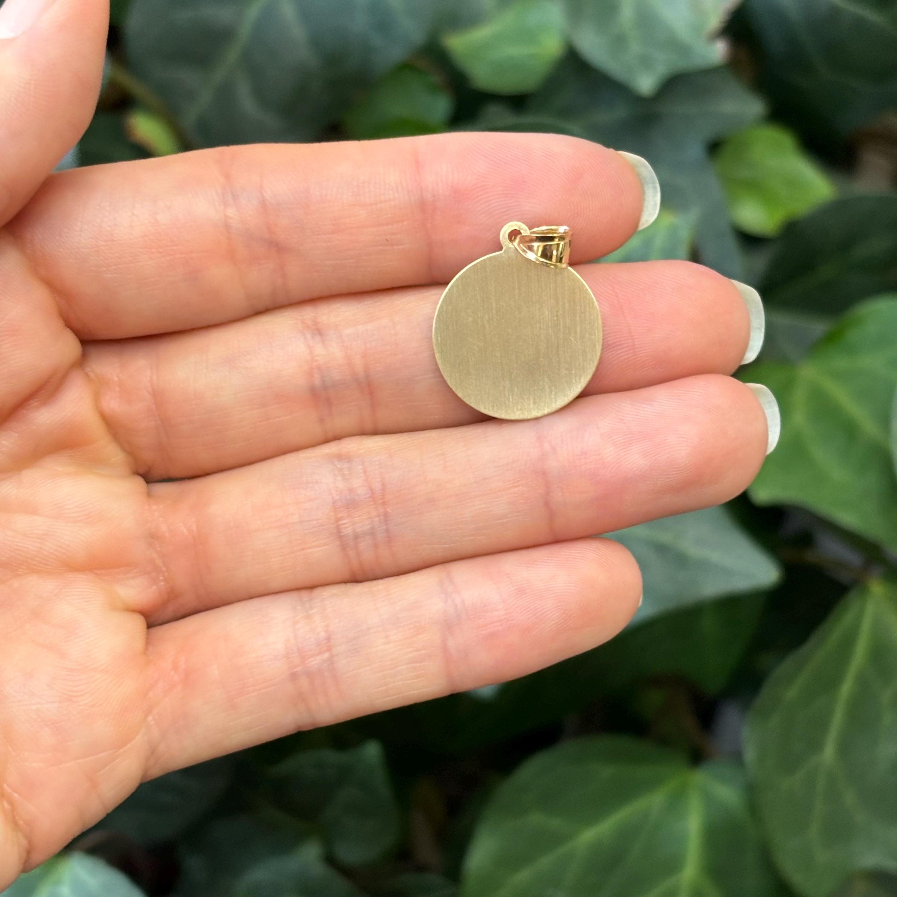 14k Gold St Charles Satin Medal Pendant Hollow