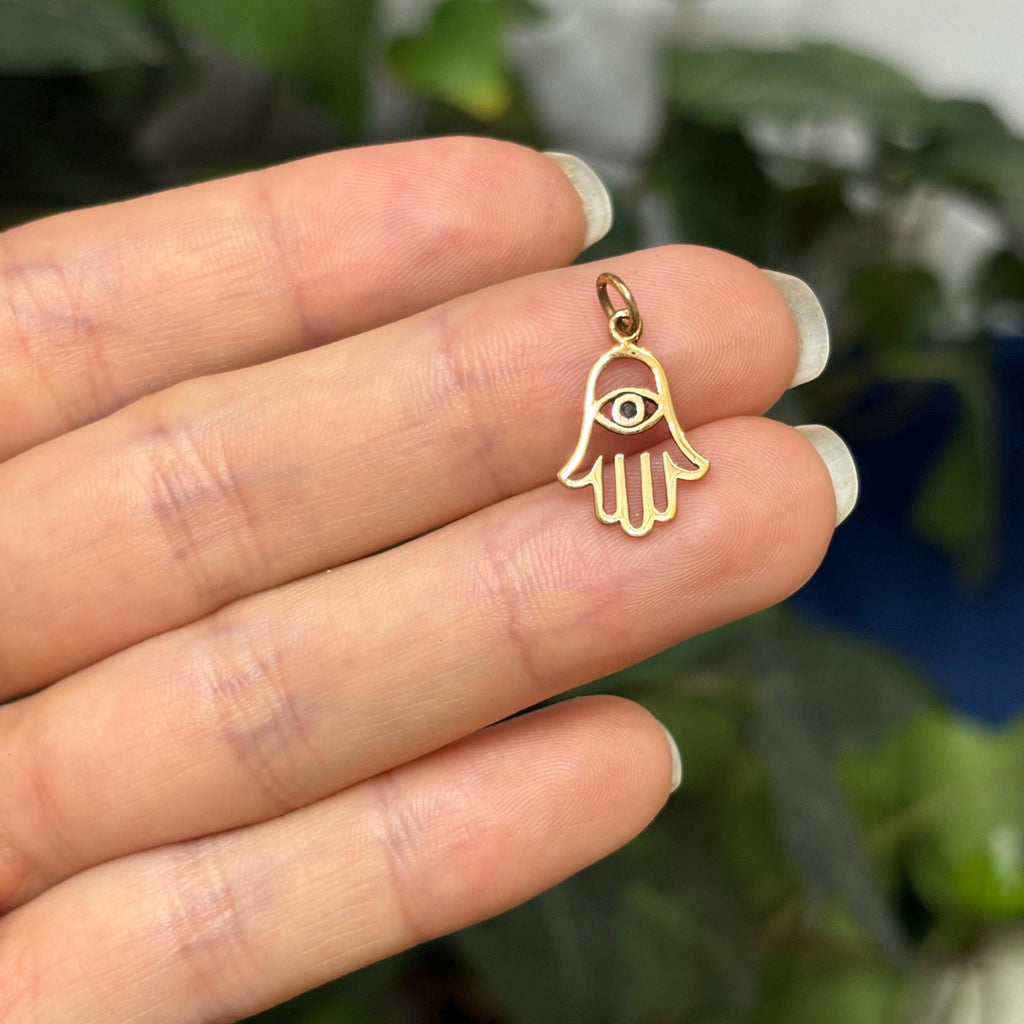 Bronze Hamsa Evil Eye Detailed Pendant Small