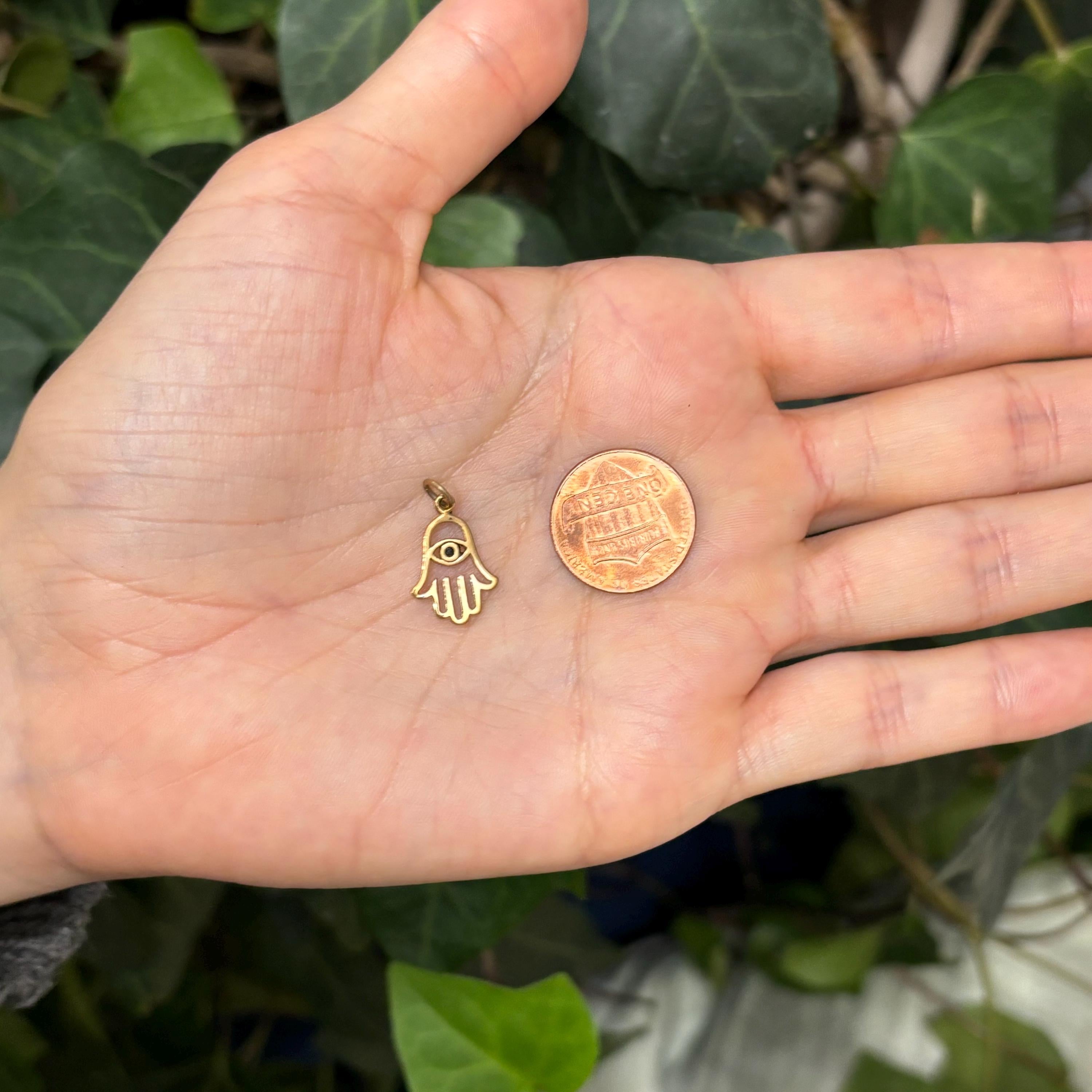 Bronze Hamsa Evil Eye Detailed Pendant Small