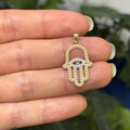 14K Yellow Gold Hamsa Chamseh Detailed Filigree Pendant Two Tone