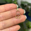 14K Yellow Gold Cut Out Cat Kitten Detailed Charm Pendant with Heart