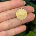 14K Yellow Gold Shih Tzu Dog Shiny and Matte Detailed Charm Pendant