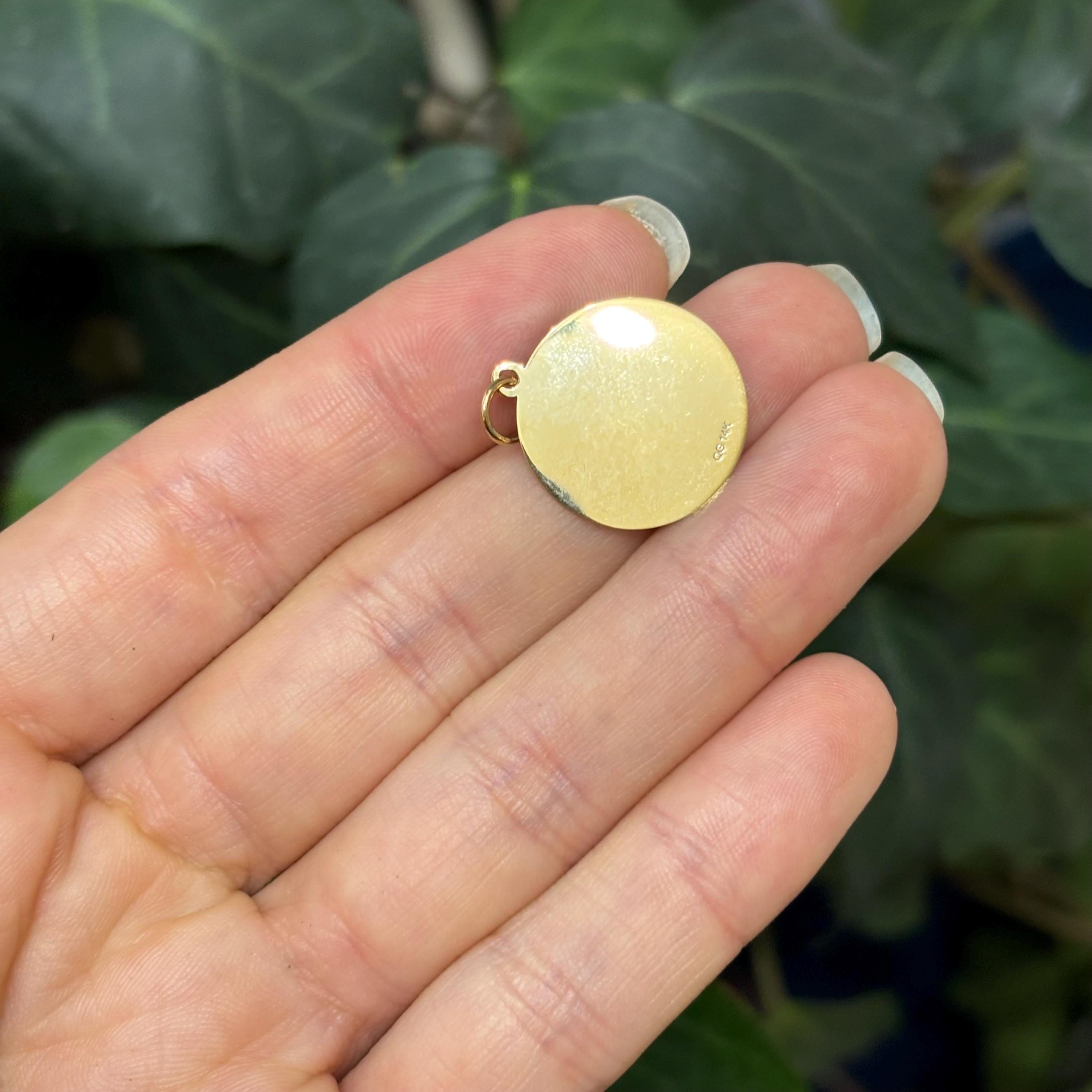 14K Yellow Gold Yorkshire Terrier Shiny and Matte Detailed Charm Pendant