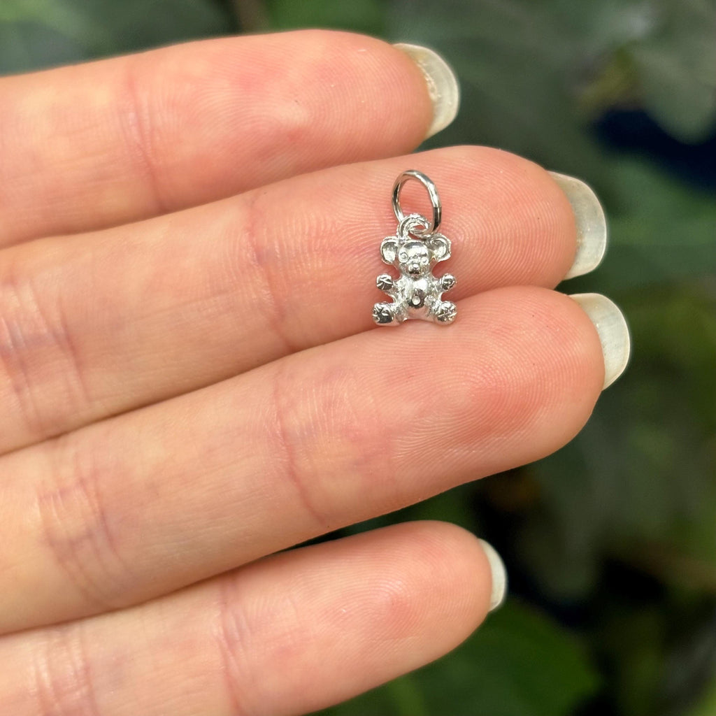 14K White Gold Toy Teddy Bear Detailed Charm Pendant