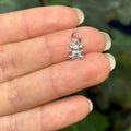 14K White Gold Toy Teddy Bear Detailed Charm Pendant