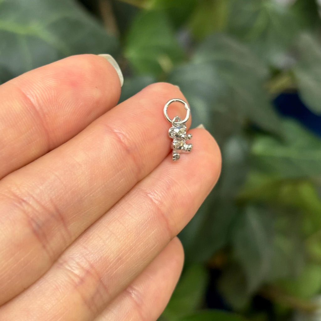 14K White Gold Toy Teddy Bear Detailed Charm Pendant