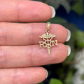 10K Yellow Gold RN Caduceus Nurse Detailed Charm Pendant
