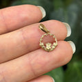 14K Yellow Gold Irish Claddagh Heart Circle Design Detailed Charm Pendant