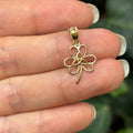 14K Yellow Gold Irish 3 Leaf Clover Shamrock Trinity Design Detailed Charm Pendant