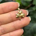 10k Yellow Gold Irish 3 Leaf Clover Shamrock Heart Design Detailed Charm Pendant