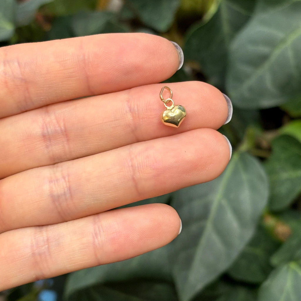 14K Gold Heart Puffed Charm Pendant Small Mini