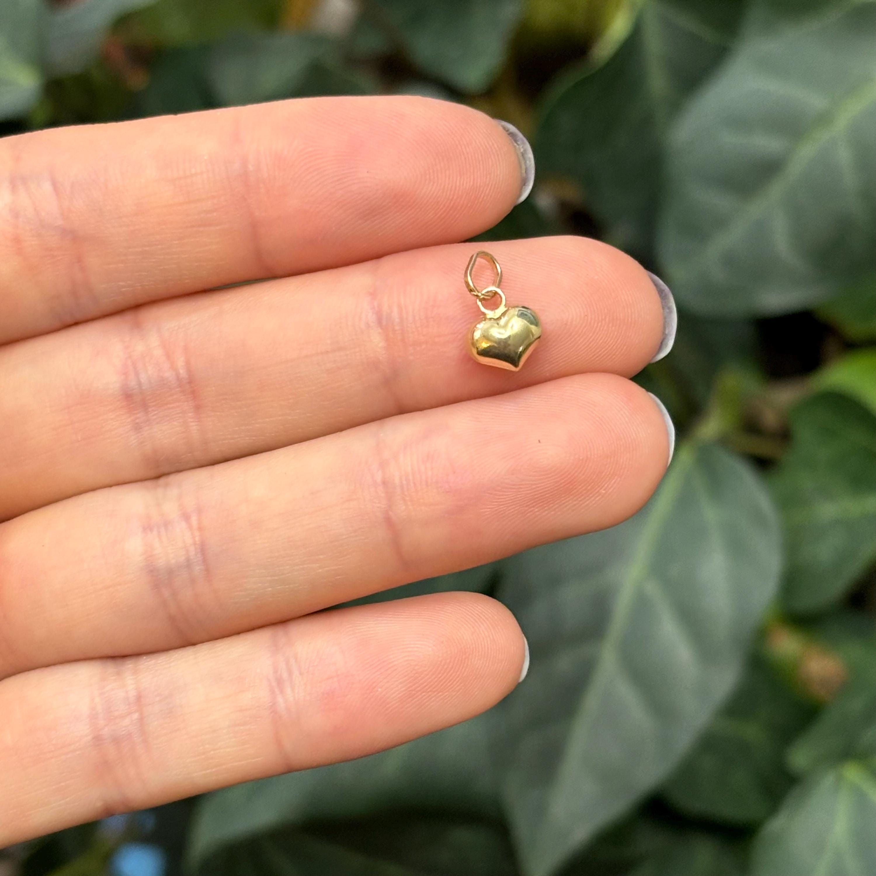14K Gold Heart Puffed Charm Pendant Small Mini