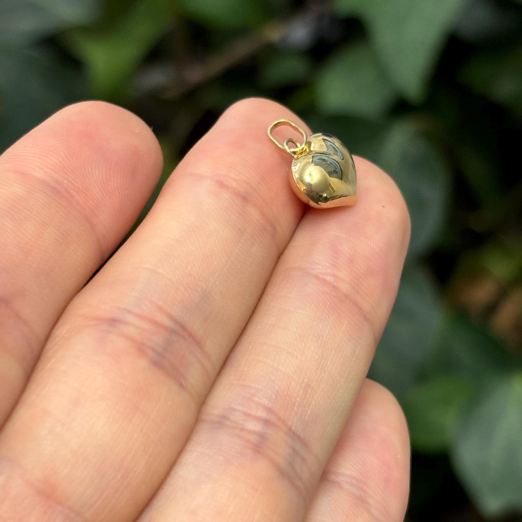 14K Gold Heart Puffed Charm Pendant Small