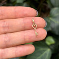 14K Gold Heart Key Charm Pendant Small Mini