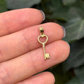 10K Gold Heart Key Charm Pendant Small Mini