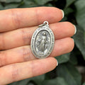 Sterling Silver Miraculous Medal Oval Medal Pendant 34mm x 30mm