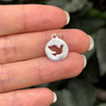Sterling Silver Dove Round Medal Charm Pendant 14mm Holy Spirit