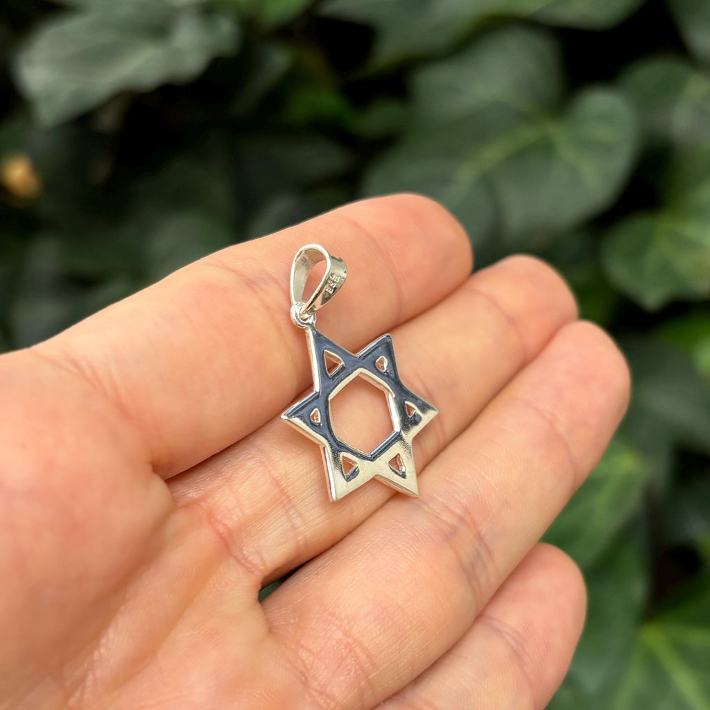 Sterling Silver Judica Star of David Magan Star Pendant 21mm