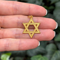 24K Gold Plated Sterling Silver Judica Star of David Magan Star Pendant 22mm