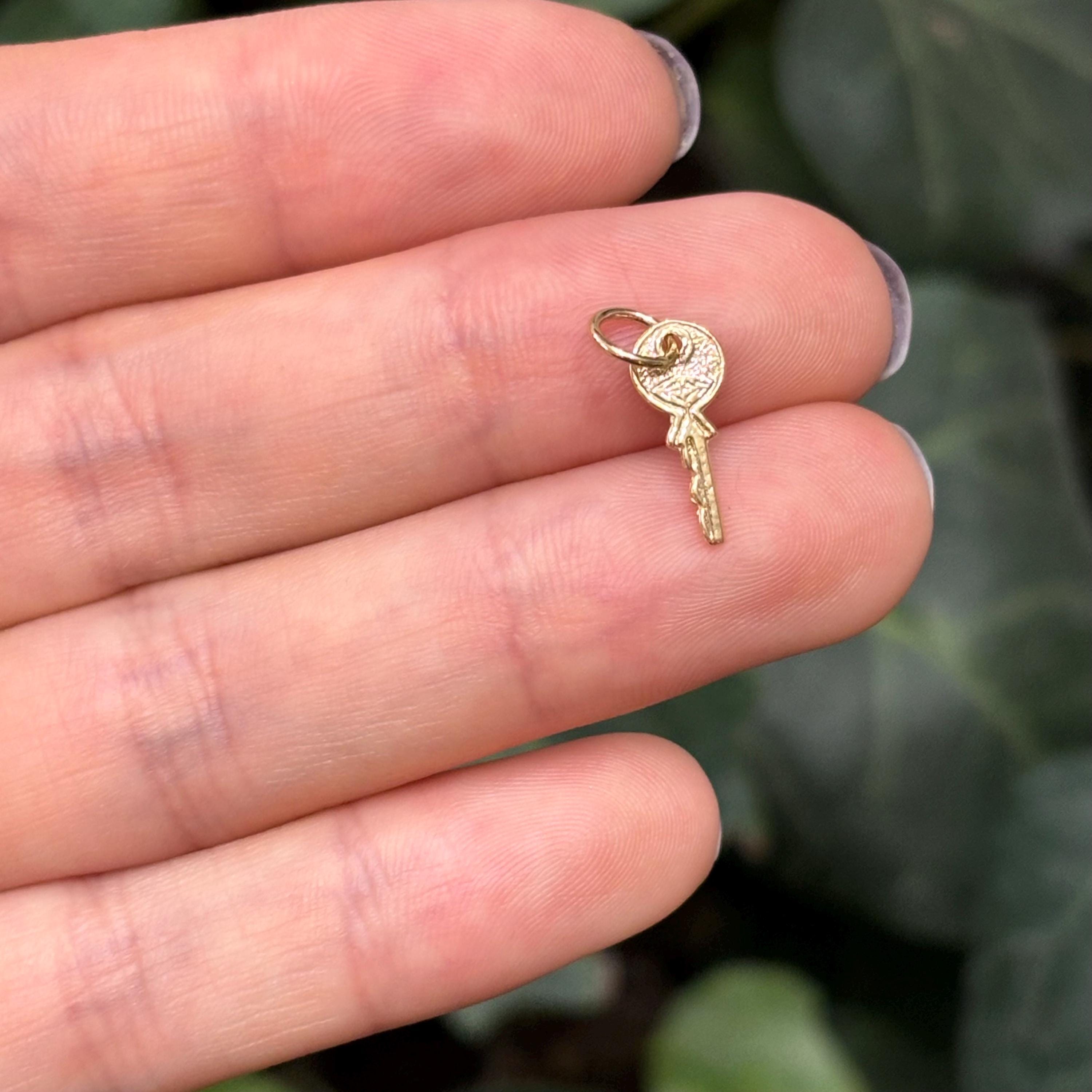 14K Gold Key Charm Pendant Small Mini