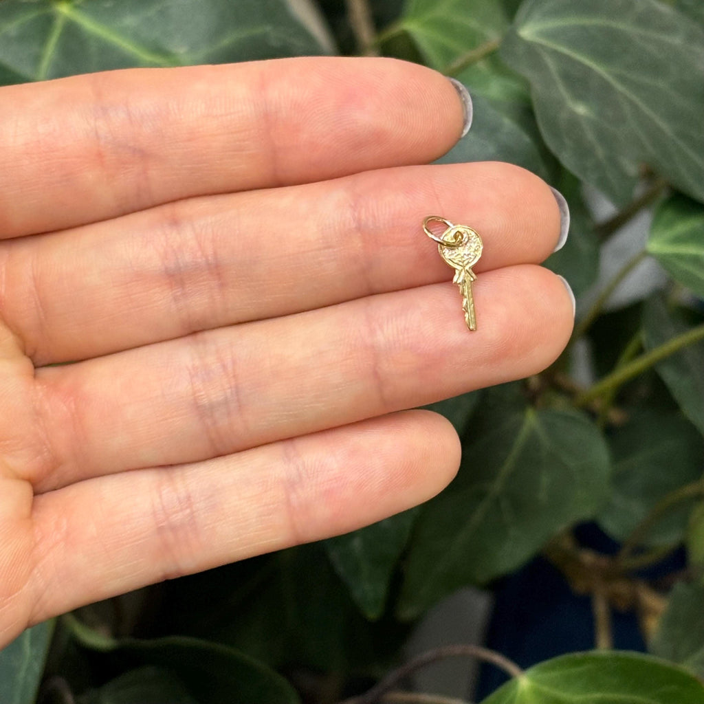 14K Gold Key Charm Pendant Small Mini