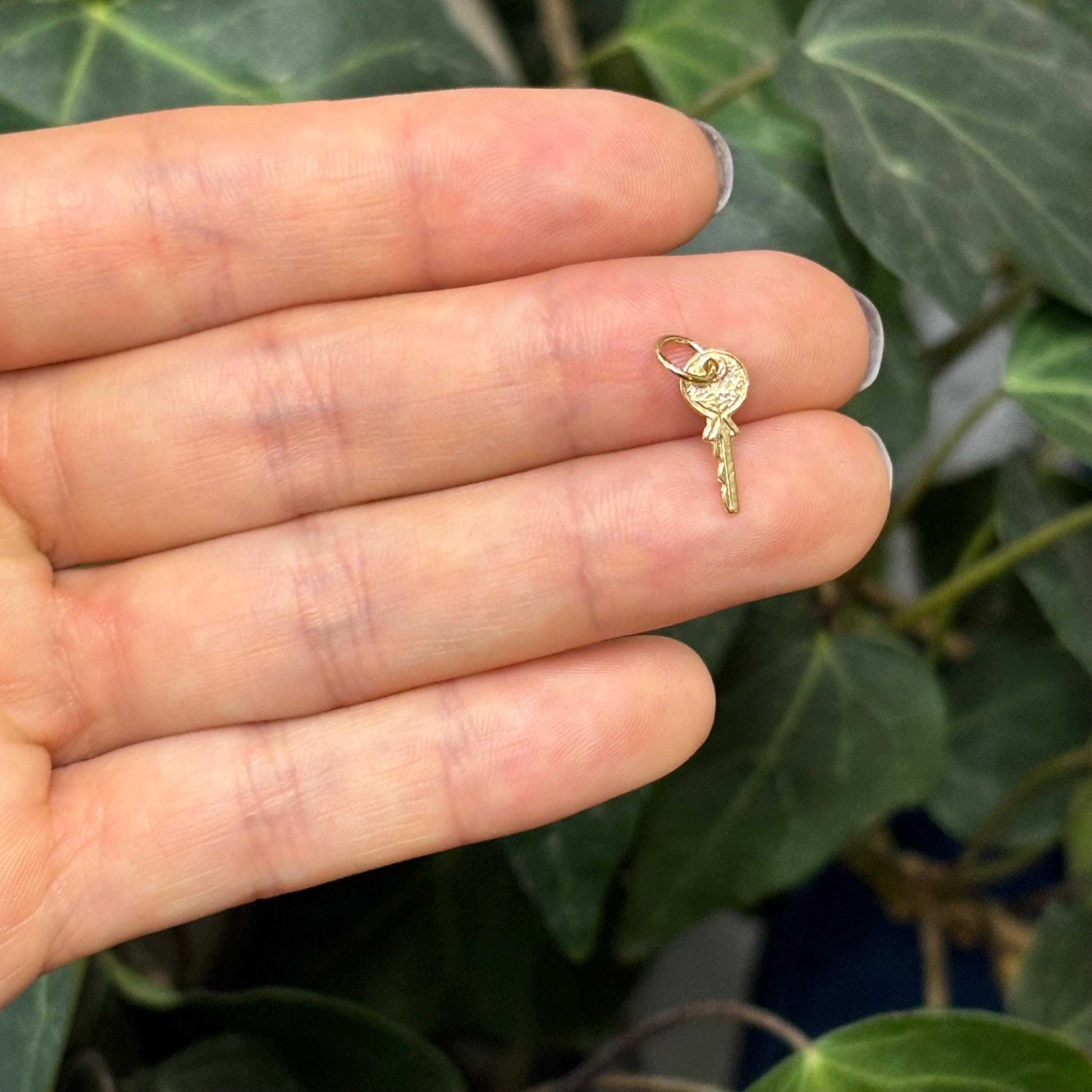 14K Gold Key Charm Pendant Small Mini