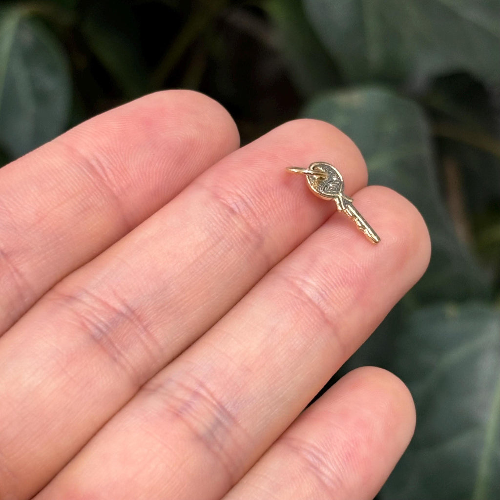14K Gold Key Charm Pendant Small Mini