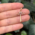 14K Gold Heart Key with Wings Charm Pendant Small Two Tone
