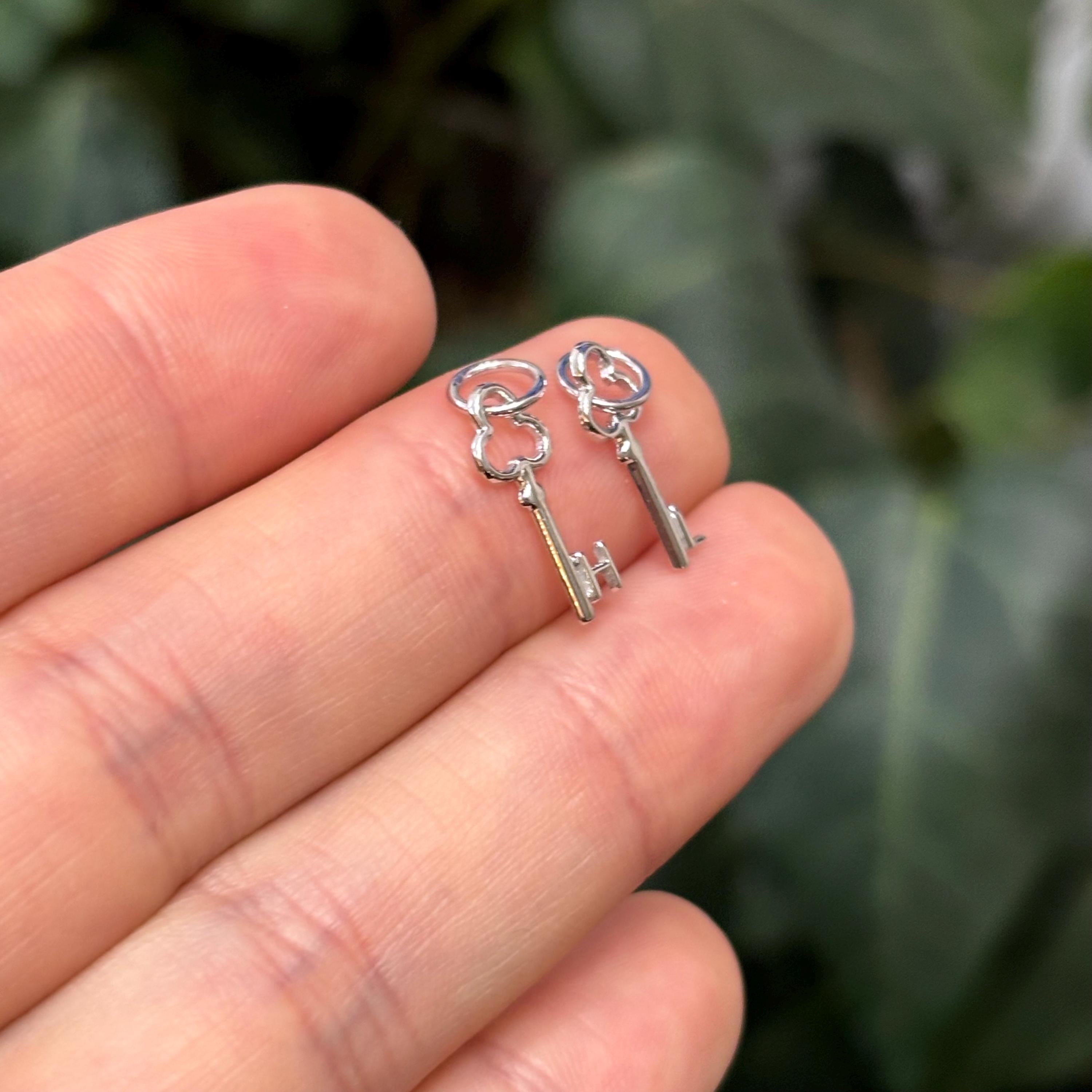 14K White Gold Initial Key Charm Pendant