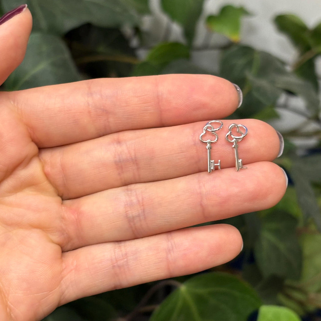 14K White Gold Initial Key Charm Pendant