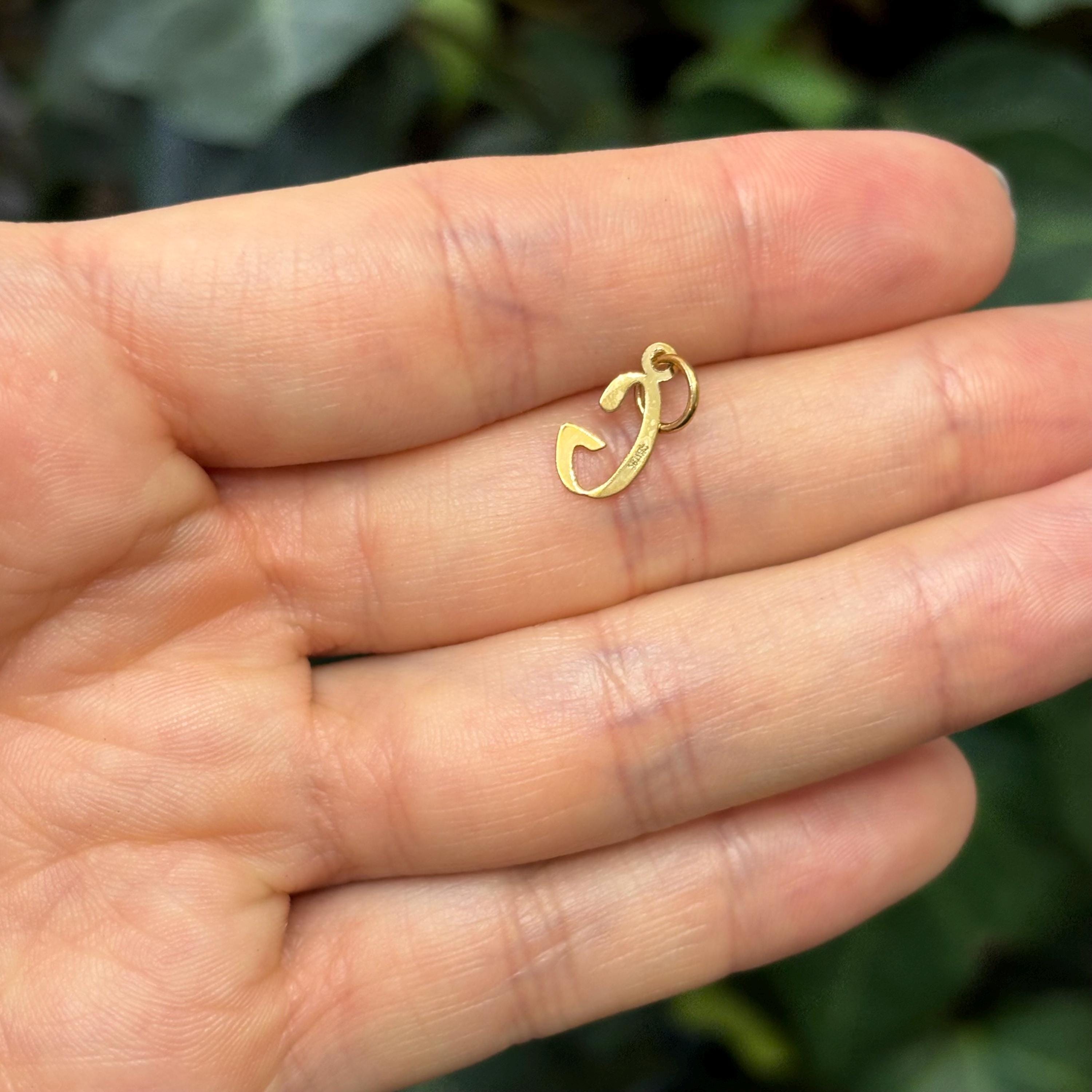 10K Yellow Gold Initial Letter Charm Pendant