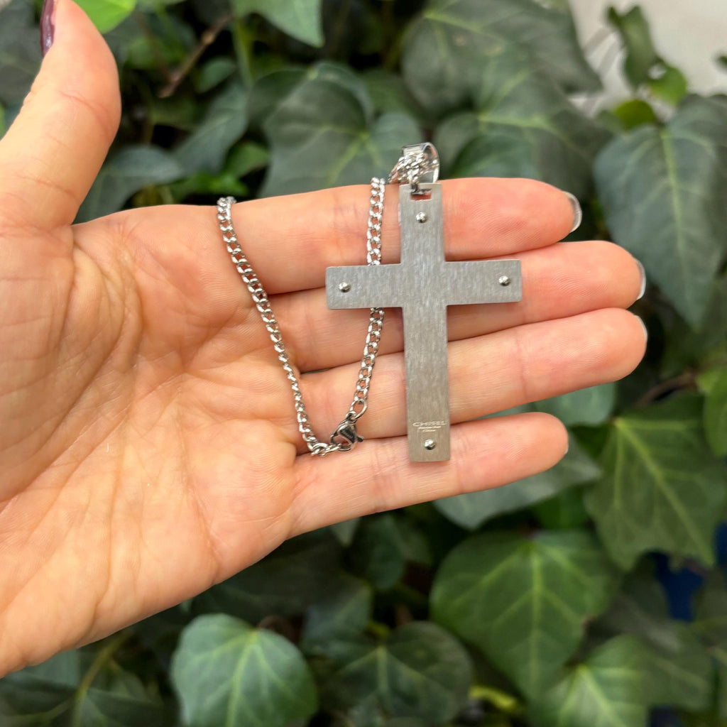 Stainless Steel Isaiah 41:10 Cross Pendant Necklace