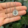 Sterling Silver St Peregrine Round Medal Pendant Necklace 18mm