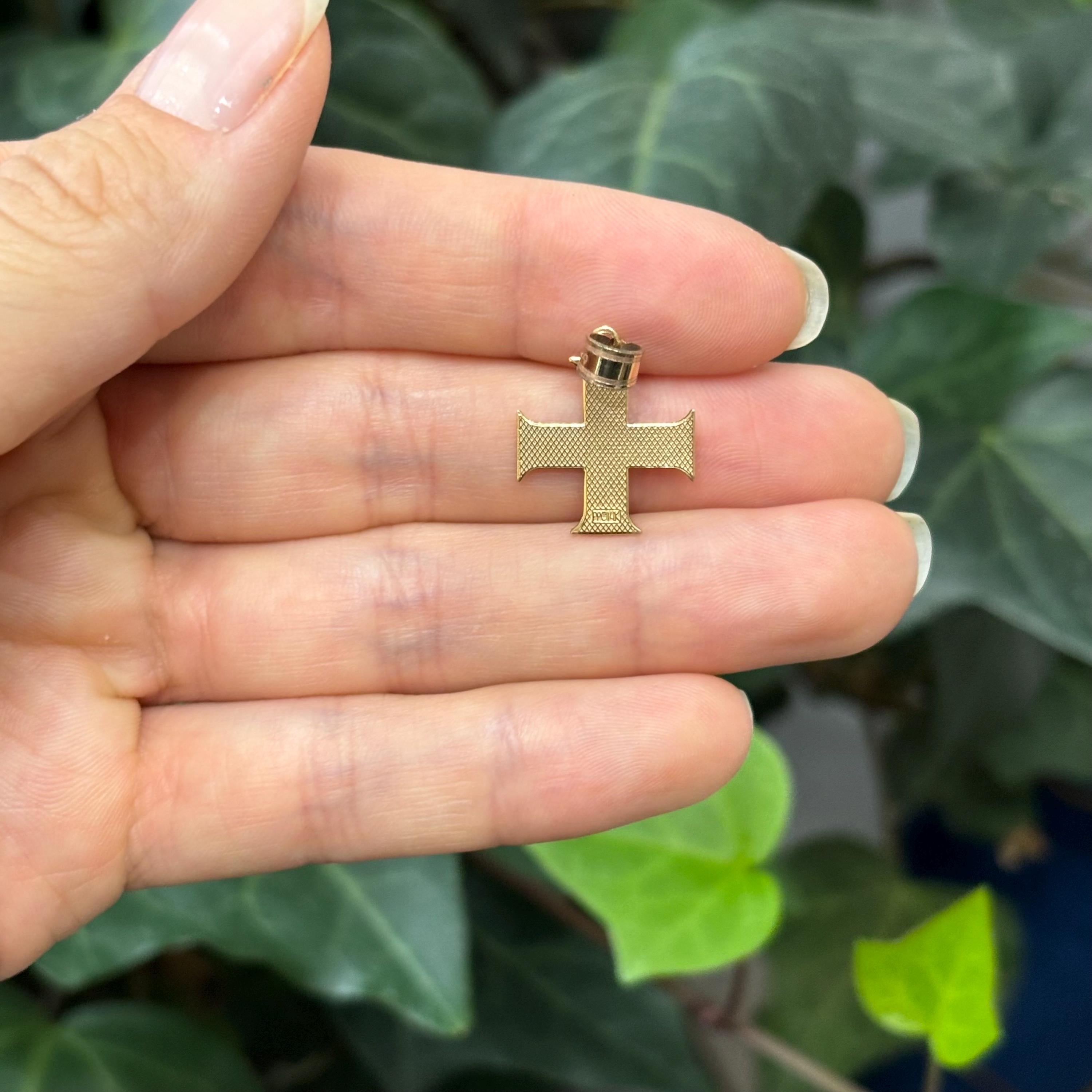 14k Gold Greek Swirl Cross Charm Pendant