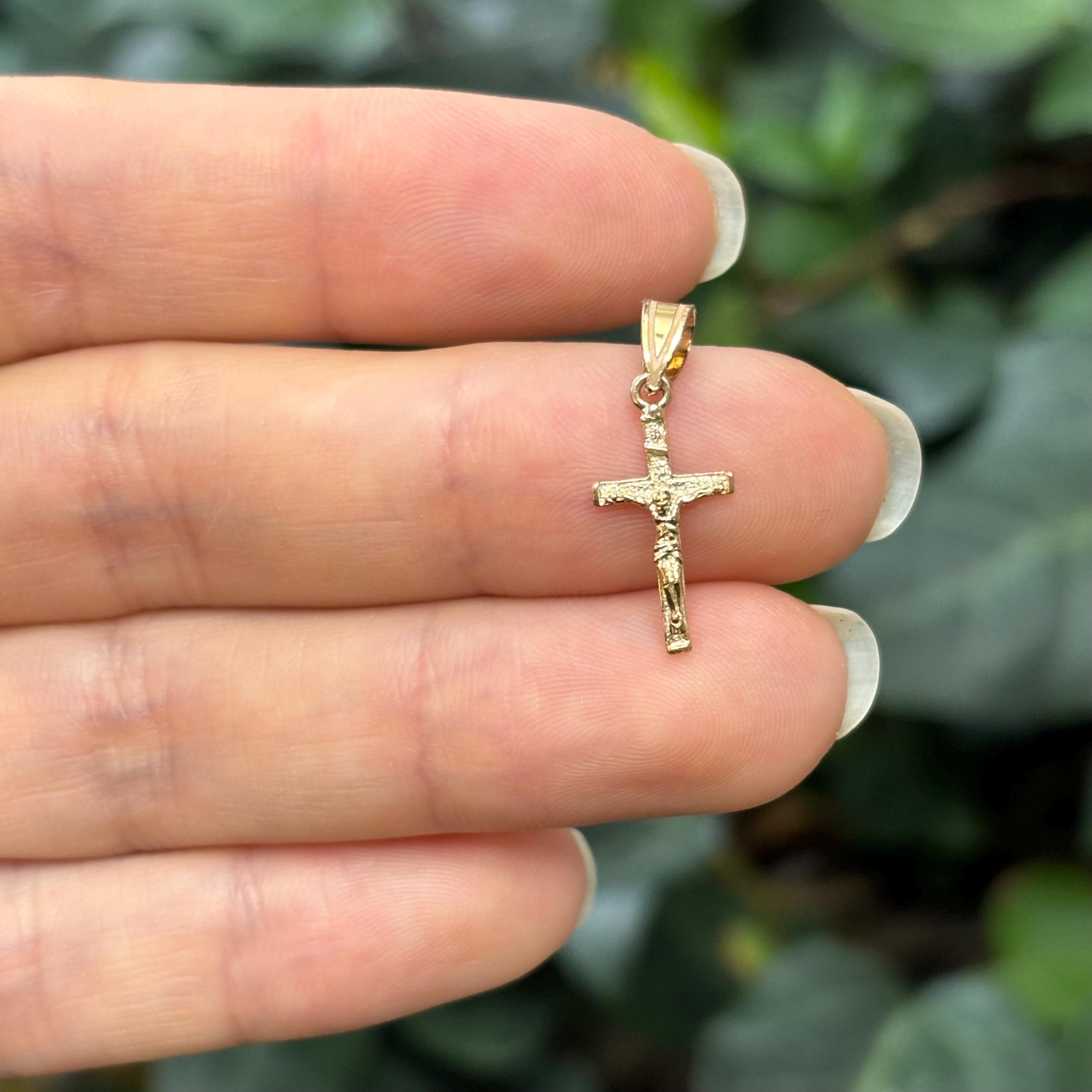 14k Gold Crucifix Cross Charm Pendant Small
