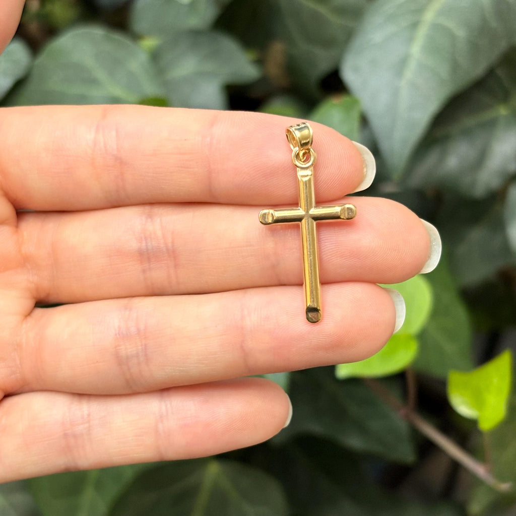14k Gold Cross Pinched Ends Pendant