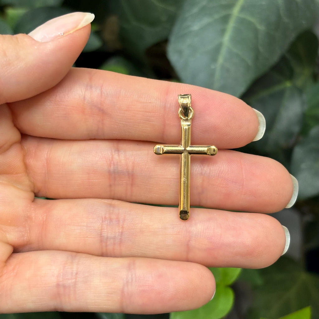 14k Gold Cross Pinched Ends Pendant