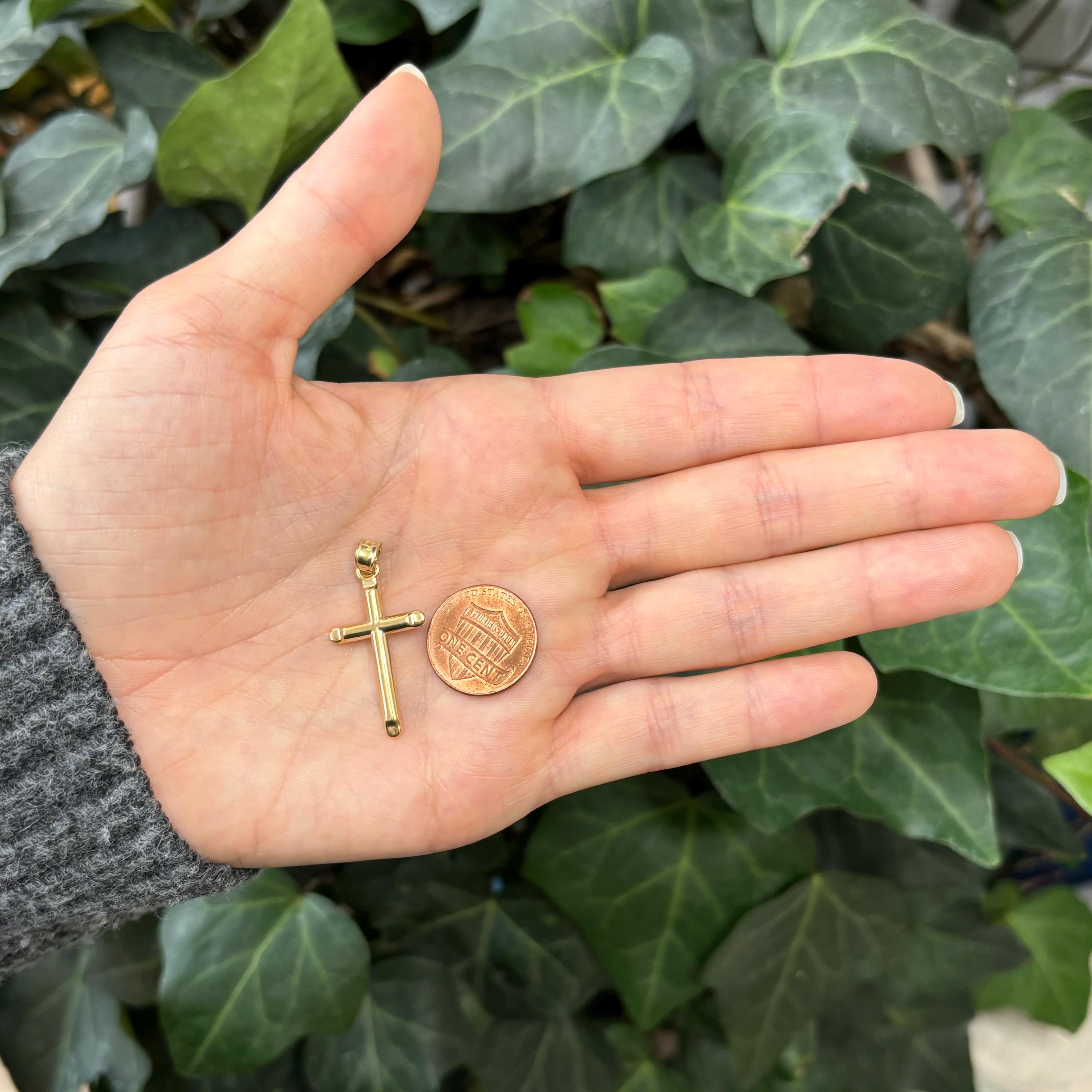 14k Gold Cross Pinched Ends Pendant